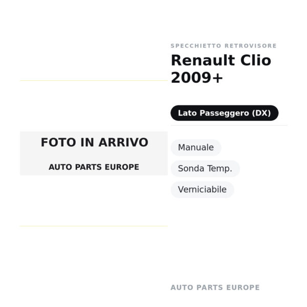 Außenspiegel Rechts Renault Clio 2009+ – Manuell, Temperatursensor, Lackierbar – Bild 2