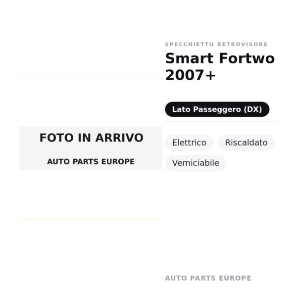 Specchietto Retrovisore Destro Smart Fortwo 2007+ – Elettrico, Riscaldato, Verniciabile – foto 2