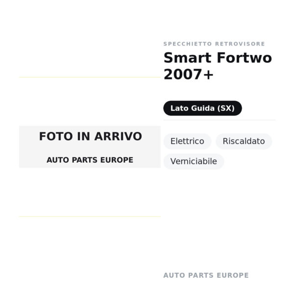 Specchietto Retrovisore Sinistro Smart Fortwo 2007+ – Elettrico, Riscaldato, Verniciabile – foto 2