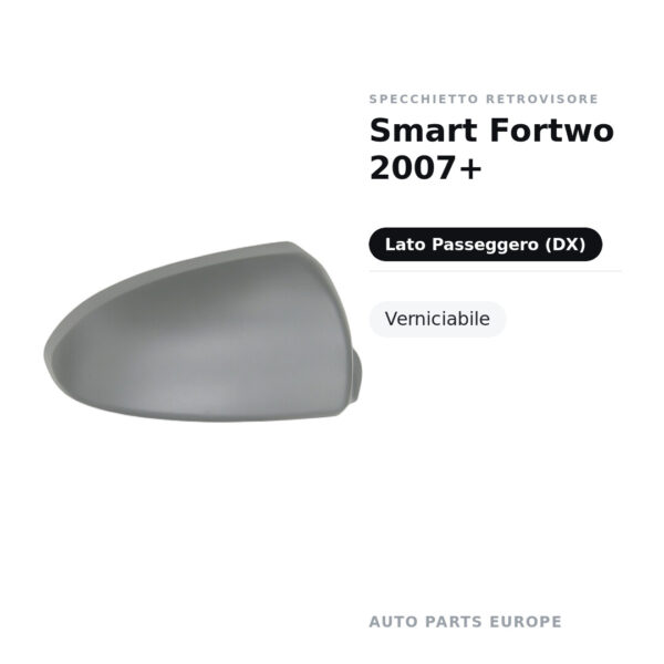 Calotta Specchietto Retrovisore Destro Smart Fortwo 2007+ – Verniciabile – foto 2