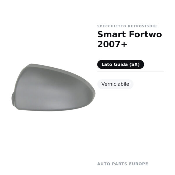 Calotta Specchietto Retrovisore Sinistro Smart Fortwo 2007+ – Verniciabile – foto 2