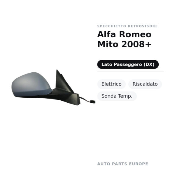 Außenspiegel Rechts Alfa Romeo Mito 2008+ – Elektrisch, Beheizt, Temperatursensor – Bild 3