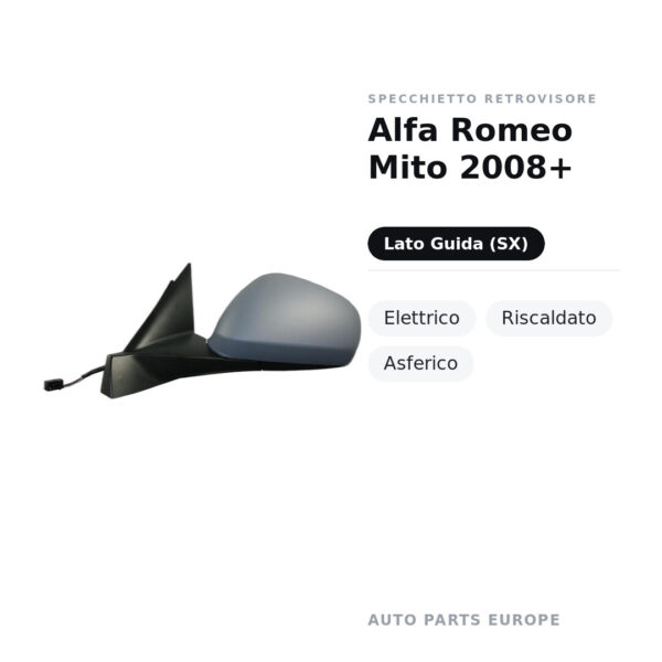 Außenspiegel Links Alfa Romeo Mito 2008+ – Elektrisch, Beheizt, Asphärisch – Bild 2