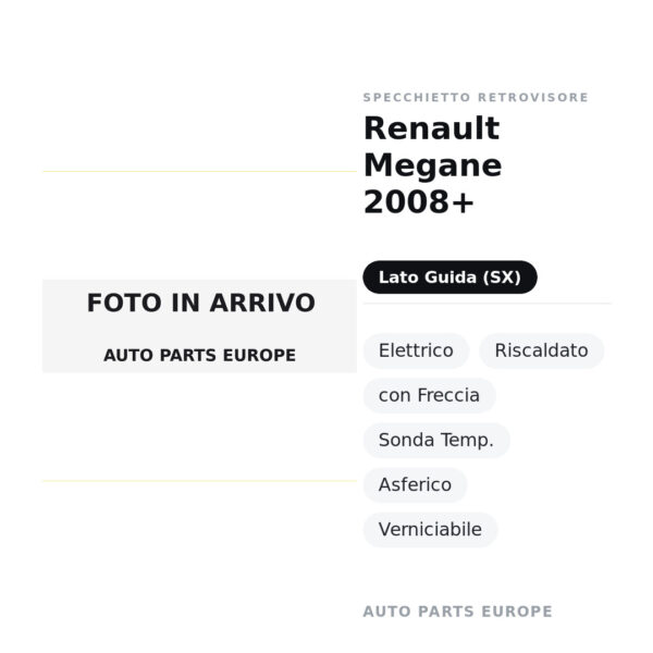 Außenspiegel Links Renault Megane 2008+ – Elektrisch, Beheizt, mit Blinker, Temperatursensor, Asphärisch, Lackierbar – Bild 2