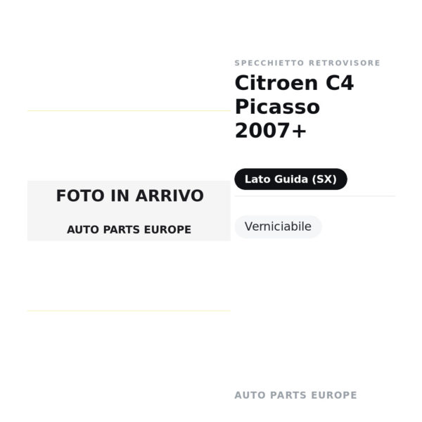 Calotta Specchietto Retrovisore Sinistro Citroen C4 Picasso 2007+ – Verniciabile – foto 2