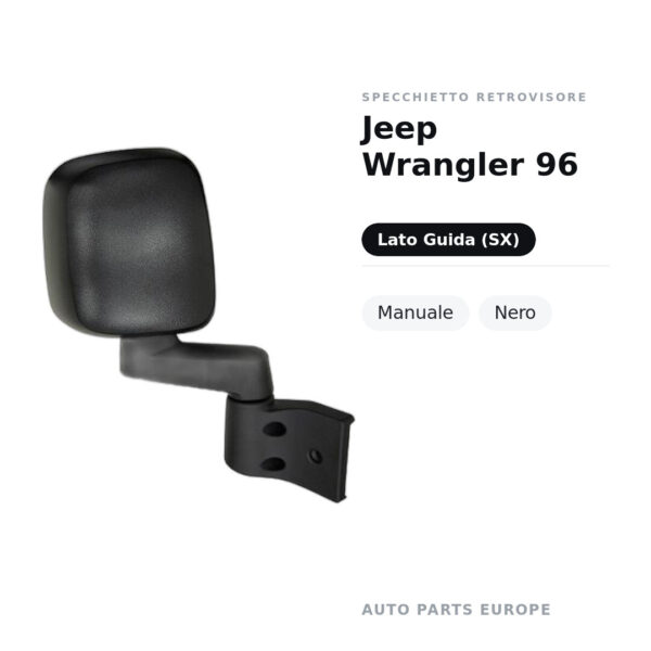 Specchietto Retrovisore Sinistro Jeep Wrangler 96 – Manuale, Nero – foto 2