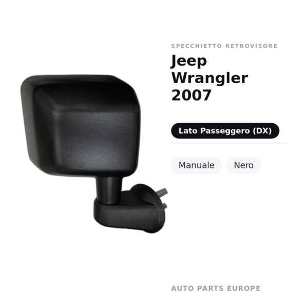 Außenspiegel Rechts Jeep Wrangler 2007 – Manuell, Schwarz – Bild 2
