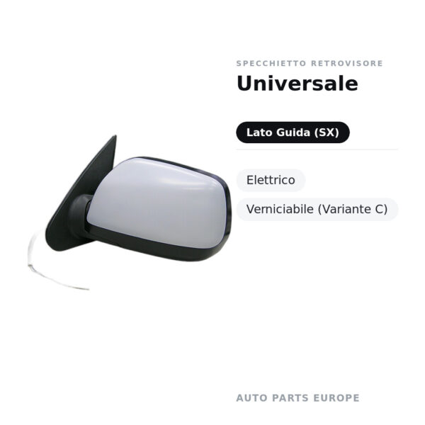 Specchietto Retrovisore Sinistro Universale – Elettrico, Verniciabile (Variante C) – foto 2