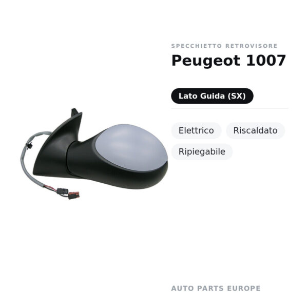 Außenspiegel Links Peugeot 1007 – Elektrisch, Beheizt, Klappbar – Bild 2