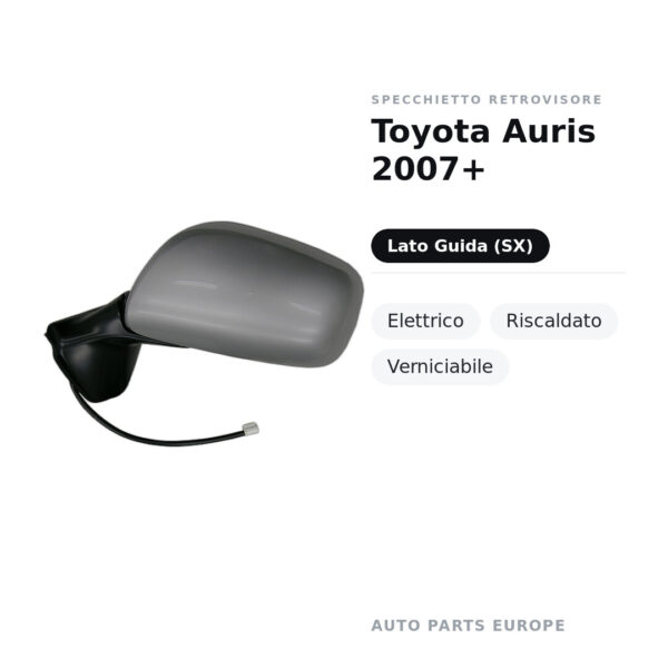 Specchietto Retrovisore Sinistro Toyota Auris 2007+ – Elettrico, Riscaldato, Verniciabile – foto 2