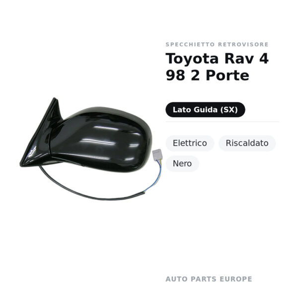 Außenspiegel Links Toyota Rav 4 98 2-türig – Elektrisch, Beheizt, Schwarz – Bild 2