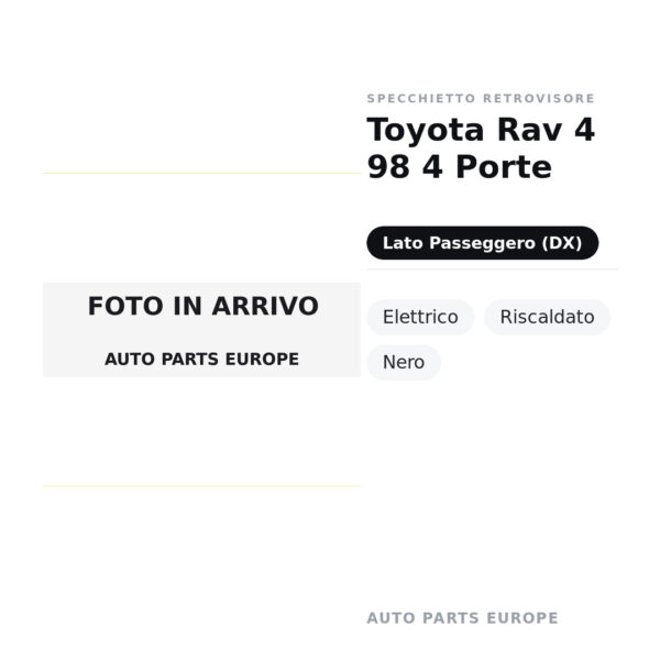Außenspiegel Rechts Toyota Rav 4 98 4-türig – Elektrisch, Beheizt, Schwarz – Bild 2