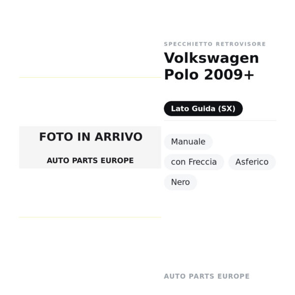 Außenspiegel Links Volkswagen Polo 2009+ – Manuell, mit Blinkleuchte, Asphärisch, Schwarz – Bild 2