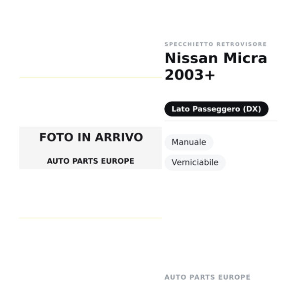 Außenspiegel Rechts Nissan Micra 2003+ – Manuell, Lackierbar – Bild 2