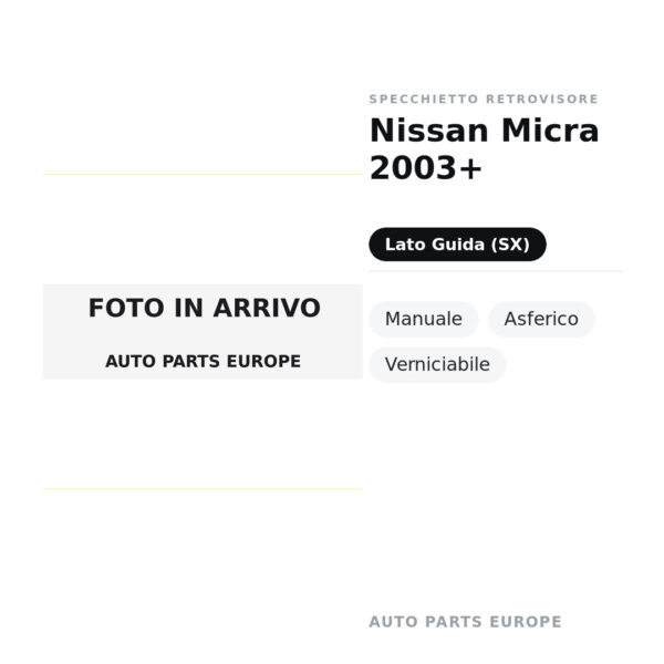 Specchietto Retrovisore Sinistro Nissan Micra 2003+ – Manuale, Asferico, Verniciabile – foto 2
