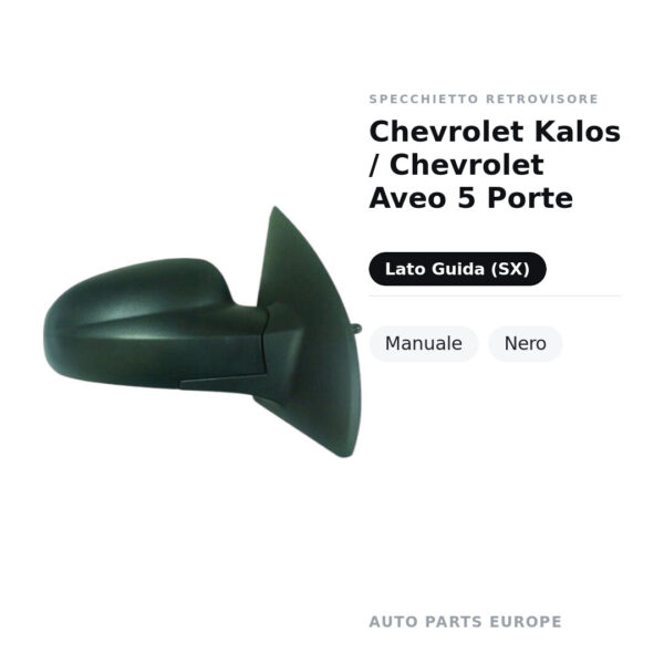 Außenspiegel Links Chevrolet Kalos / Chevrolet Aveo 5-Türig – Manuell, Schwarz – Bild 2