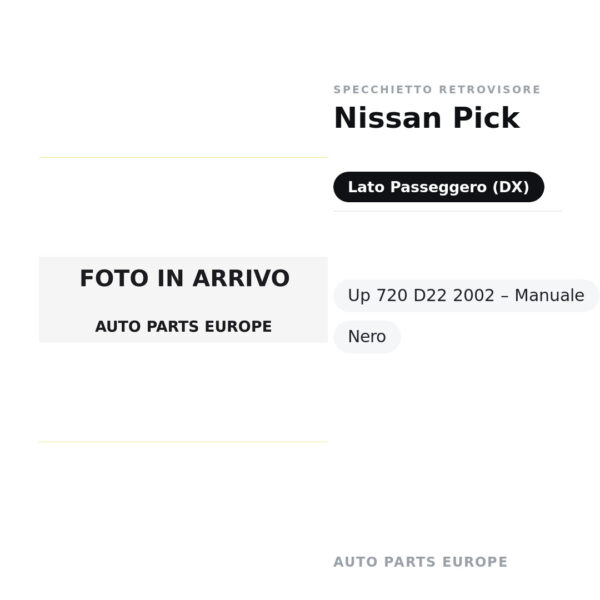 Außenspiegel Rechts Nissan Pick-Up 720 D22 2002 – Manuell, Schwarz – Bild 2