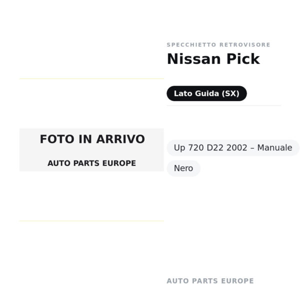 Specchietto Retrovisore Sinistro Nissan Pick-Up 720 D22 2002 – Manuale, Nero – foto 2