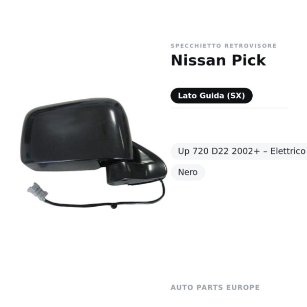 Specchietto Retrovisore Sinistro Nissan Pick-Up 720 D22 2002+ – Elettrico, Nero – foto 2