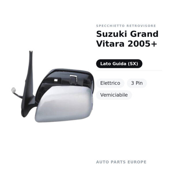 Außenspiegel Links Suzuki Grand Vitara 2005+ – Elektrisch, 3-polig, Lackierbar – Bild 2