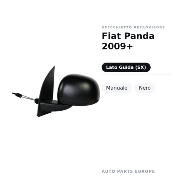Specchietto Retrovisore Sinistro Fiat Panda 2009+ – Manuale, Nero – foto 2
