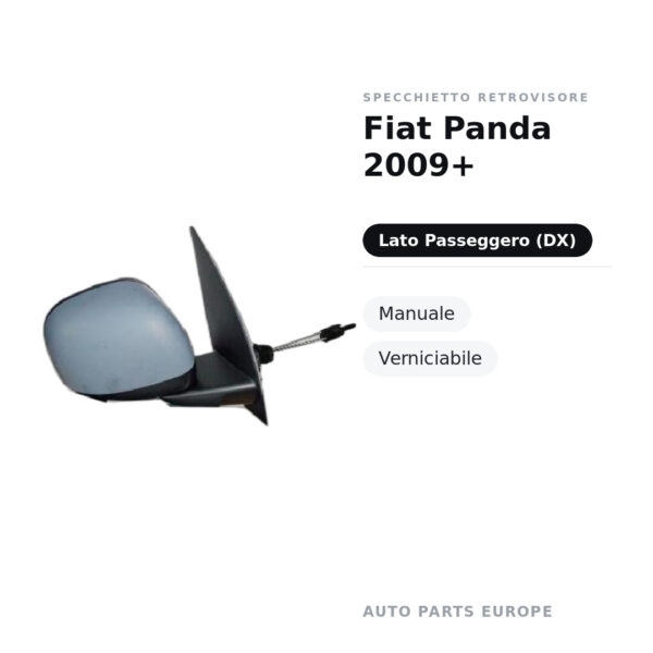 Specchietto Retrovisore Destro Fiat Panda 2009+ – Manuale, Verniciabile – foto 2