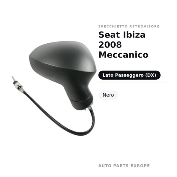 Specchietto Retrovisore Destro Seat Ibiza 2008 Meccanico – Nero – foto 2