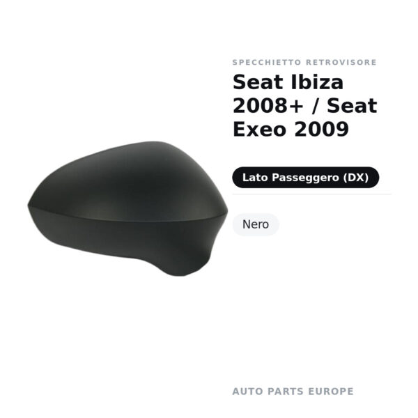 Außenspiegel Rechts Seat Ibiza 2008+ / Seat Exeo 2009 – Schwarz – Bild 2