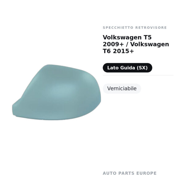 Außenspiegel Links Volkswagen T5 2009+ / Volkswagen T6 2015+ – Lackierbar – Bild 2