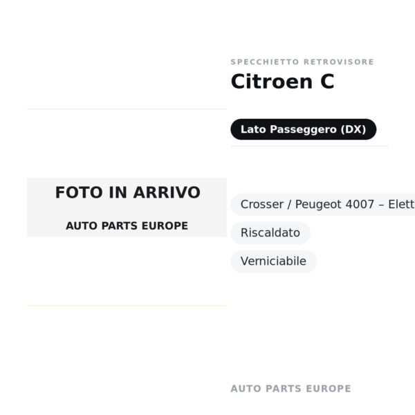 Außenspiegel Rechts Citroen C-Crosser / Peugeot 4007 – Elektrisch, Beheizt, Lackierbar – Bild 2