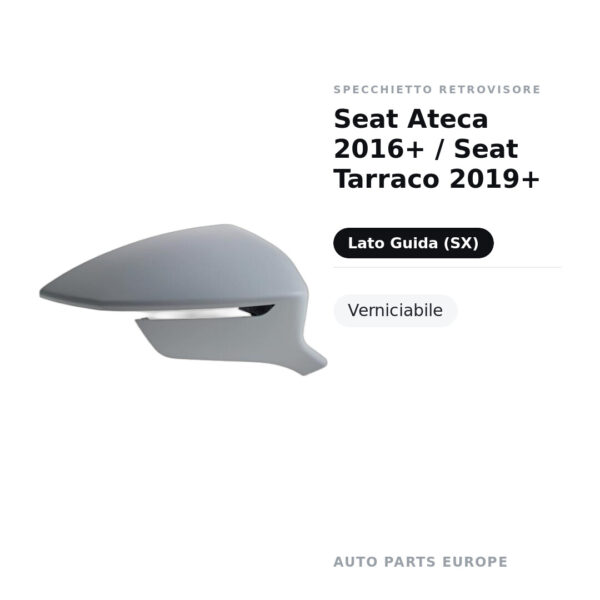 Außenspiegel Links Seat Ateca 2016+ / Seat Tarraco 2019+ – Lackierbar – Bild 2