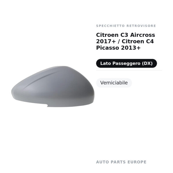 Außenspiegel Rechts Citroen C3 Aircross 2017+ / Citroen C4 Picasso 2013+ – Lackierbar – Bild 2