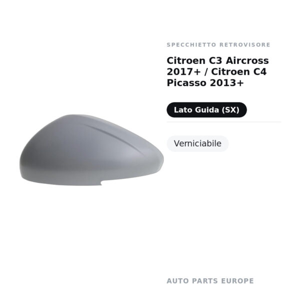 Außenspiegel Links Citroen C3 Aircross 2017+ / Citroen C4 Picasso 2013+ – Lackierbar – Bild 2