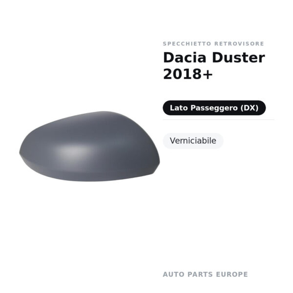 Calotta Specchietto Retrovisore Destro Dacia Duster 2018+ – Verniciabile – foto 2