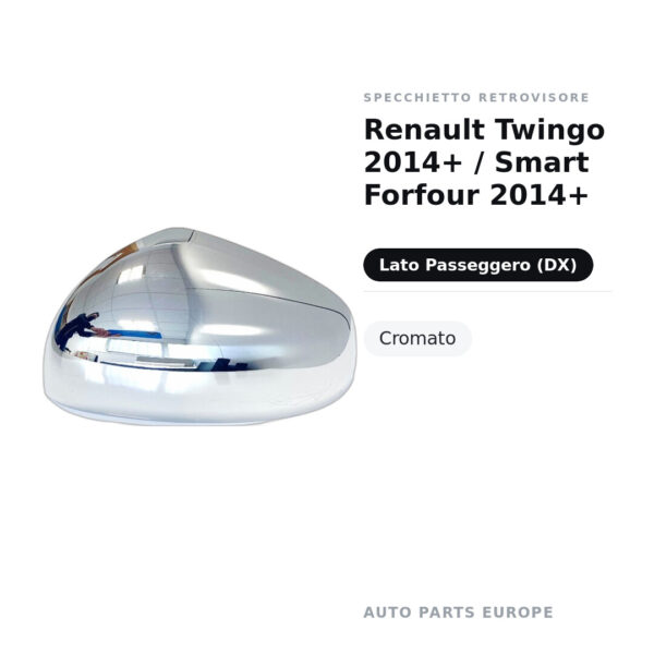 Außenspiegel Rechts Renault Twingo 2014+ / Smart Forfour 2014+ – Verchromt – Bild 2