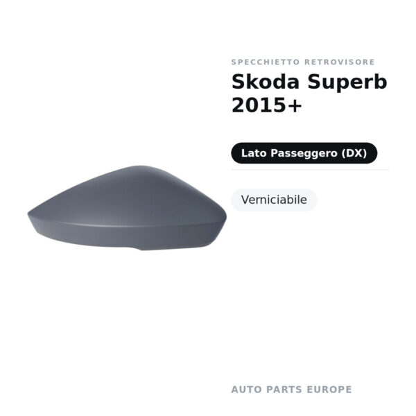 Calotta Specchietto Retrovisore Destro Skoda Superb 2015+ – Verniciabile – foto 2