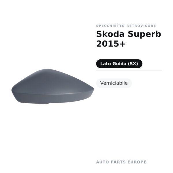 Calotta Specchietto Retrovisore Sinistro Skoda Superb 2015+ – Verniciabile – foto 2