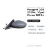Außenspiegel Links Peugeot 208 2019+ / Opel Corsa 2019+ – Elektrisch, Beheizt, mit Blinkleuchte, 6 Pin, Lackierbar (Variante