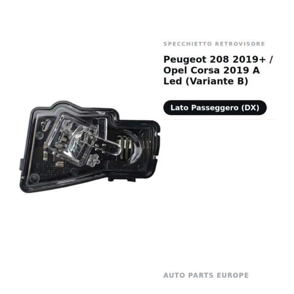 Luce di cortesia Retrovisore Destro Peugeot 208 2019+ / Opel Corsa 2019 a LED (Variante B) – foto 2