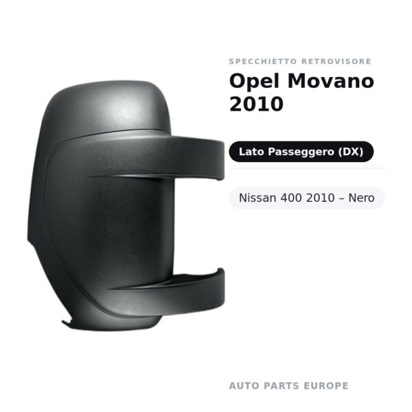 Calotta Specchietto Retrovisore Destro Opel Movano 2010- Nissan 400 2010 – Nera – foto 2