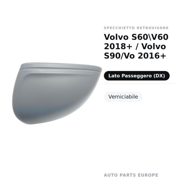 Außenspiegel Rechts Volvo S60\V60 2018+ / Volvo S90/Vo 2016+ – Lackierbar – Bild 2