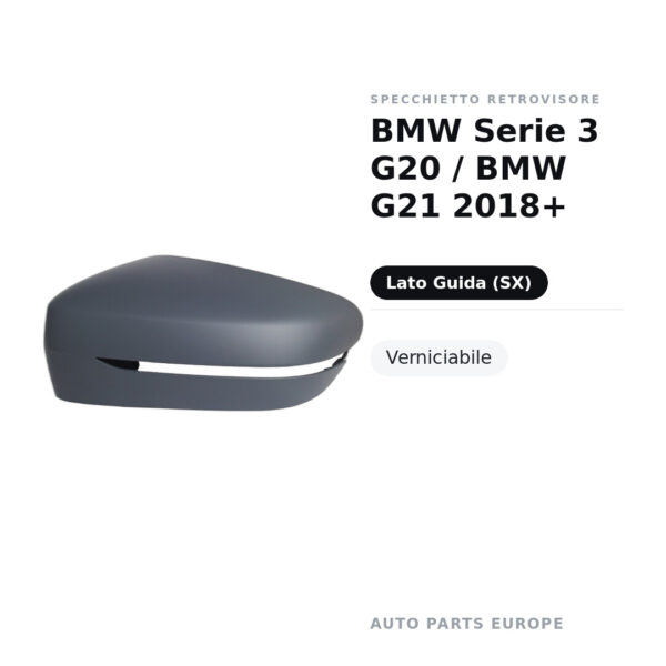 Calotta Specchietto Retrovisore Sinistro BMW Serie 3 G20 / BMW G21 2018+ – Verniciabile – foto 2