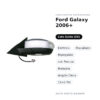 Außenspiegel Links Ford Galaxy 2006+ – Elektrisch, Beheizt, Klappbar, mit Blinker, Speicher, Toter Winkel, 12+2 Pin – Bild 2