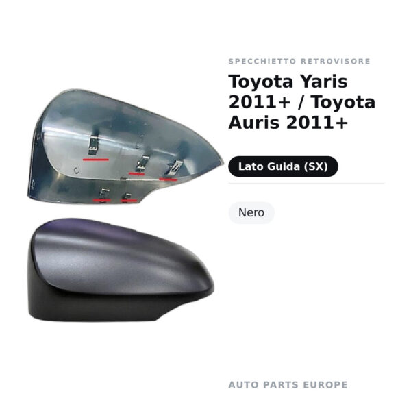 Außenspiegel Links Toyota Yaris 2011+ / Toyota Auris 2011+ – Schwarz – Bild 2