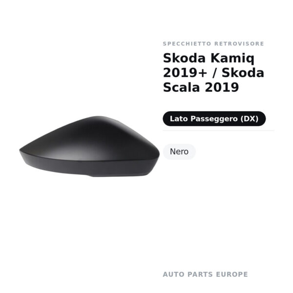 Außenspiegel Rechts Skoda Kamiq 2019+ / Skoda Scala 2019 – Schwarz – Bild 2