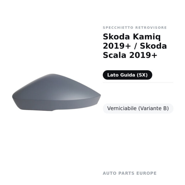 Außenspiegel Links Skoda Kamiq 2019+ / Skoda Scala 2019+ – Lackierbar (Variante B) – Bild 2