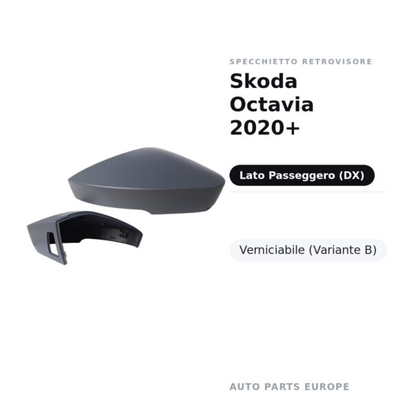 Außenspiegel Rechts Skoda Octavia 2020+ – Lackierbar (Variante B) – Bild 2