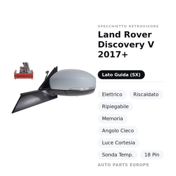 Außenspiegel Links Land Rover Discovery V 2017+ – Elektrisch, Beheizt, Klappbar, Memory, Blind-Spot, Courtesy Light