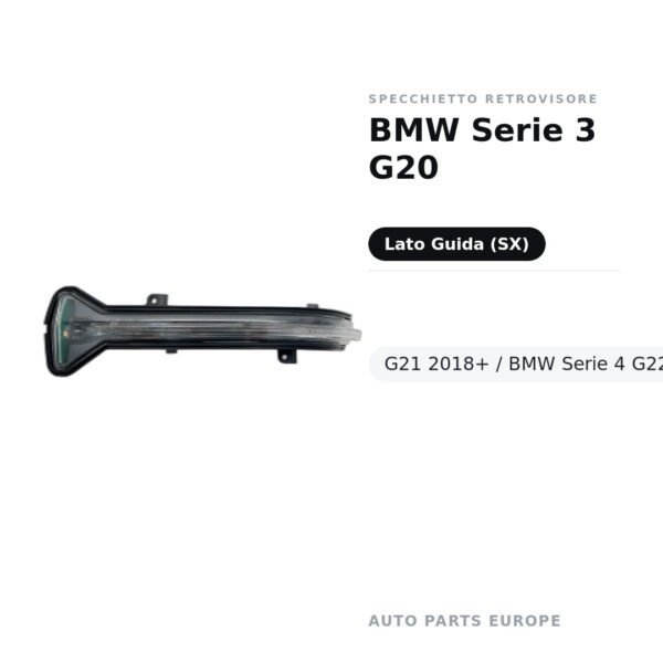 Specchietto Retrovisore Sinistro BMW Serie 3 G20-G21 2018+ / BMW Serie 4 G22-G23 -Serie 5 G30-G31 – foto 2