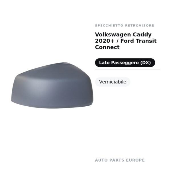 Außenspiegel Rechts Volkswagen Caddy 2020+ / Ford Transit Connect – Lackierbar – Bild 2